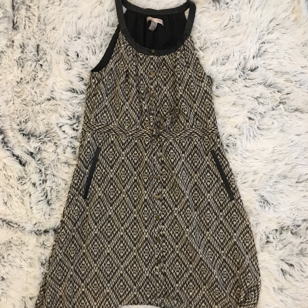 Black and white dress with faux leather details